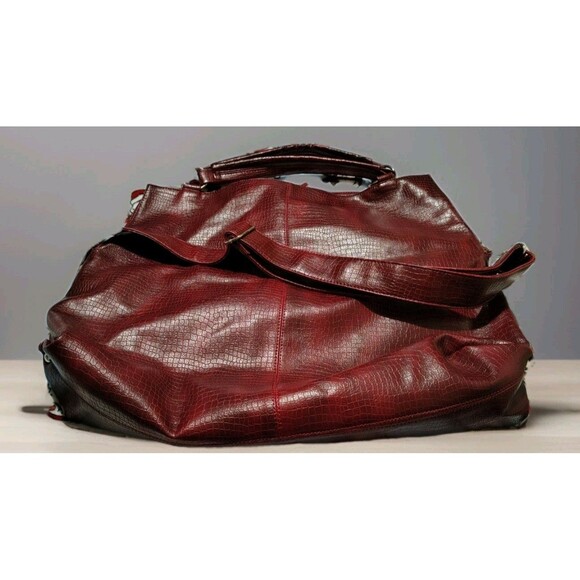 SISY Large Handbag Burgundy Zip Pockets Nwt - Picture 7 of 15